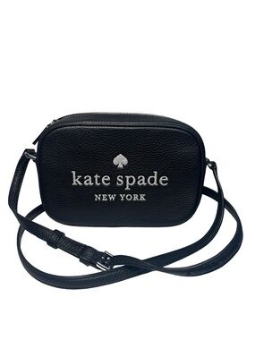 Kate Spade Black and Silver Glitter Pebbled Leather Camera Crossbody NWOT!